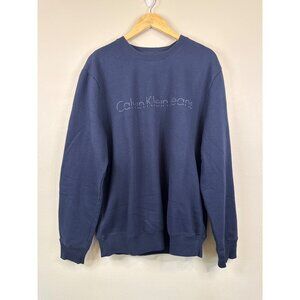 Calvin Klein Jeans Mens Cotton Crewneck Sweatshirt Navy Blue XL